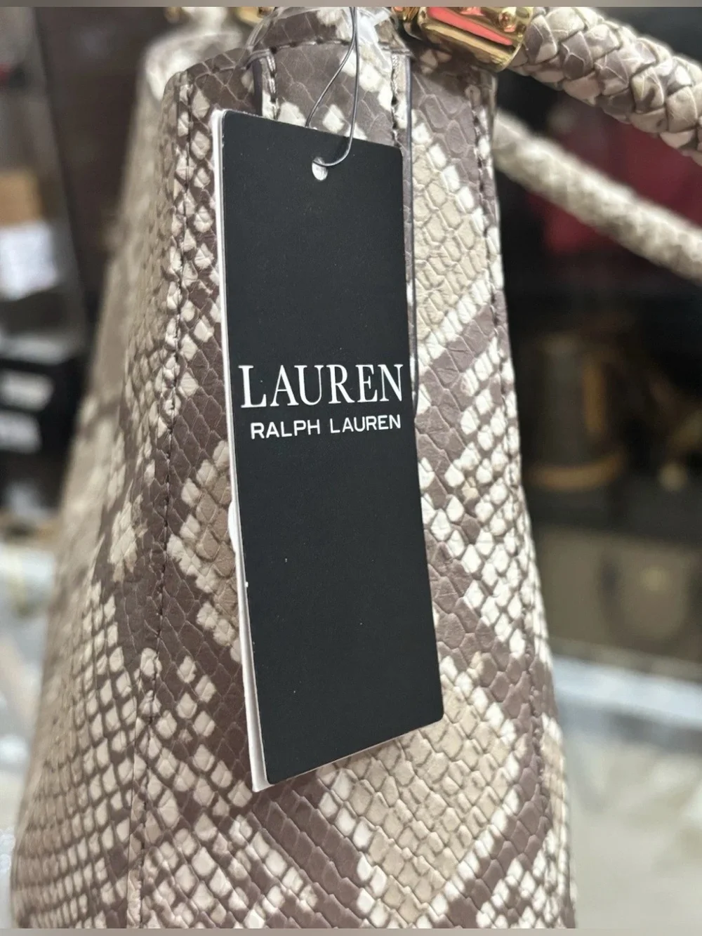 Ralph Lauren Shoulder Python-Print Handbag NWT Original price $425 Now $125.